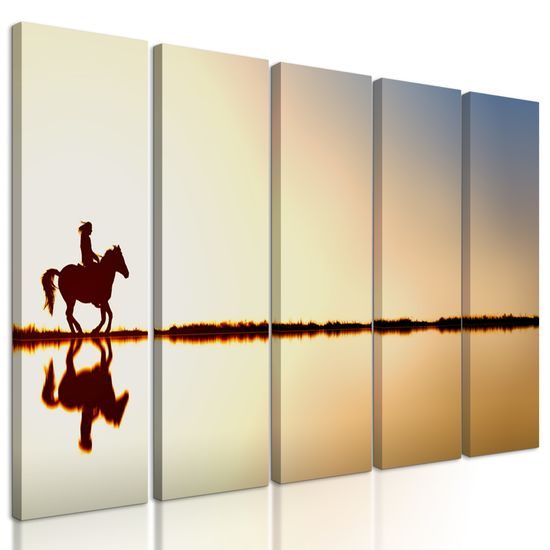 5-dielny obraz jazda za západom slnka