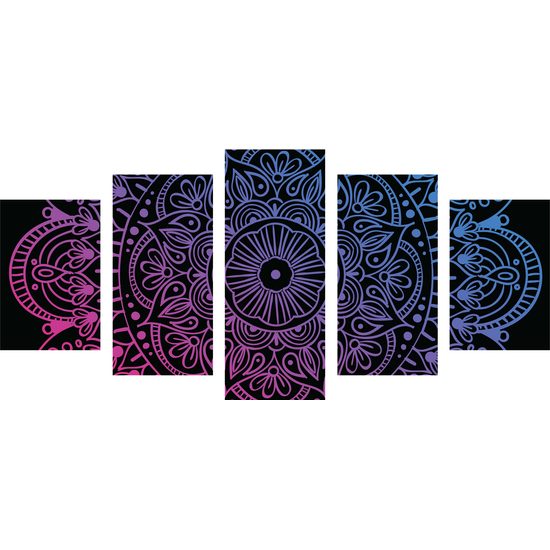 5-dielny obraz fialová Mandala