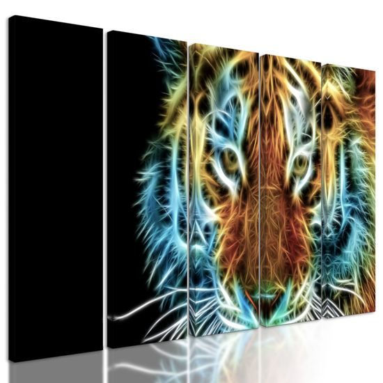 5-dielny obraz abstraktný tiger