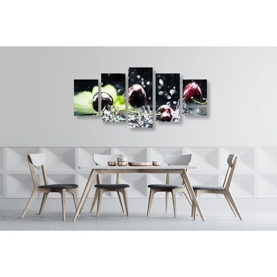 5-dielny obraz chutné šťavnaté čerešne