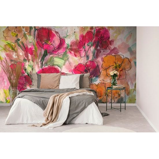Samolepiaca tapeta neobyčajná maľba kvetov