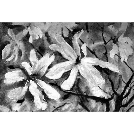 Obraz akvarelový javor v čiernobielom prevedení