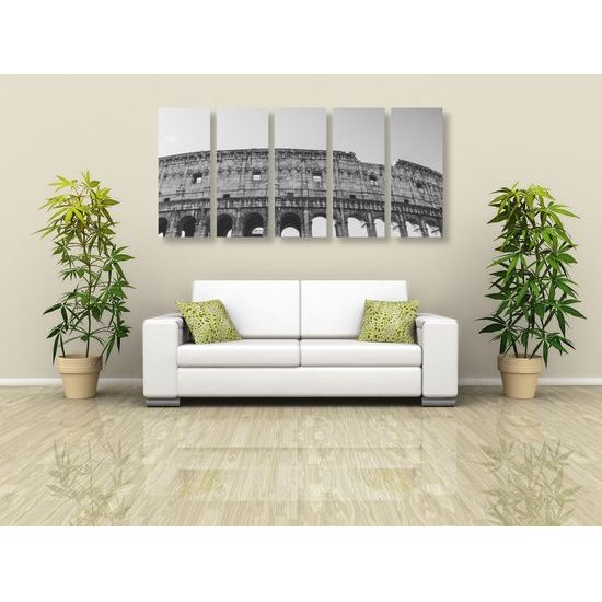 5-dielny obraz nádherné Koloseum v čiernobielom prevedení