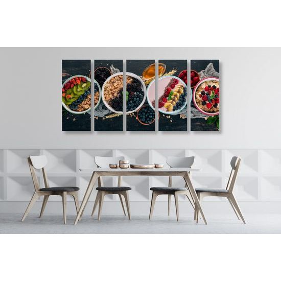 5-dielny obraz zdravé fitness raňajky