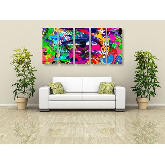 5-dielny obraz pop-art abstrakcia oka