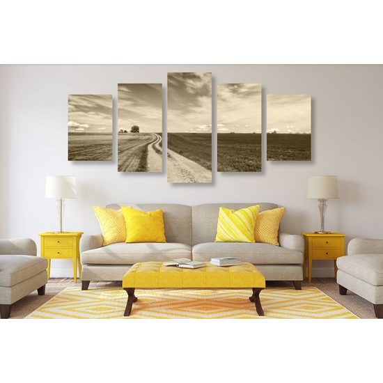 5-dielny obraz nádherná krajina v sépiovom prevedení
