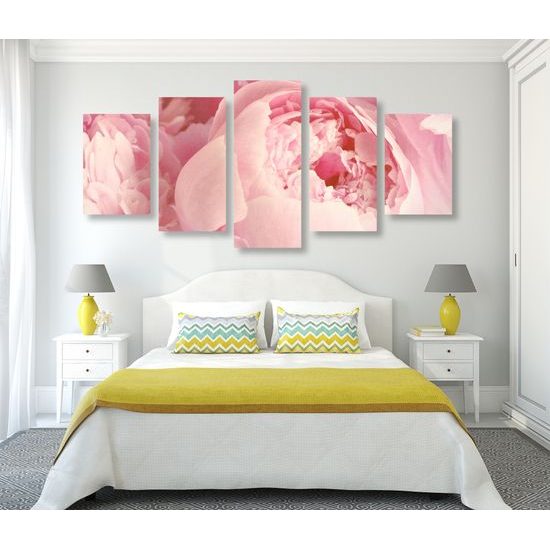 5-dielny obraz detail na ružové kvety
