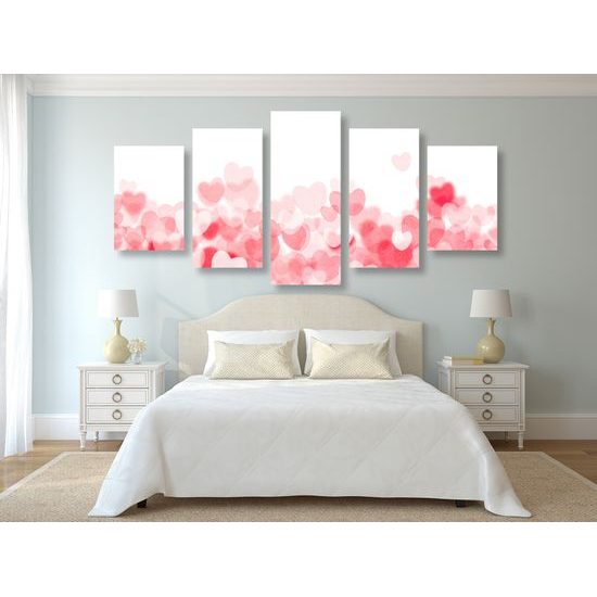 5-dielny obraz plný krásnych srdiečok
