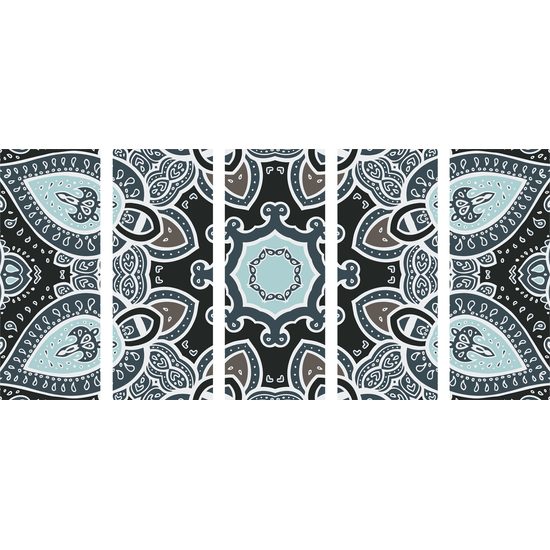 5-dielny obraz nádherná Indická Mandala