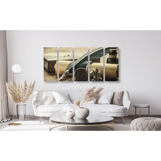 5-dielny obraz historický list