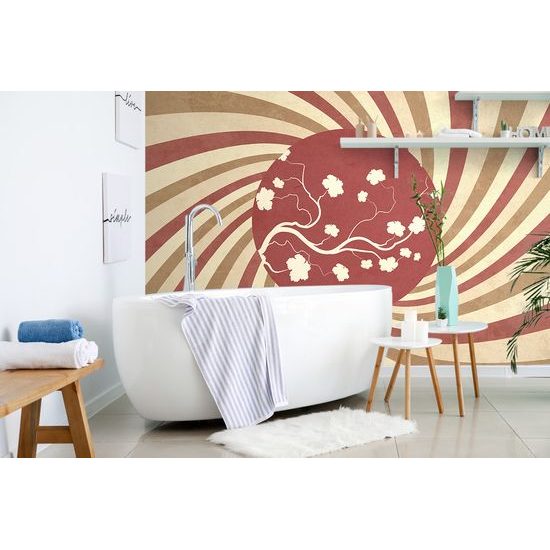 Zaujímavá samolepiaca tapeta grunge pozadie s ázijským prvkom