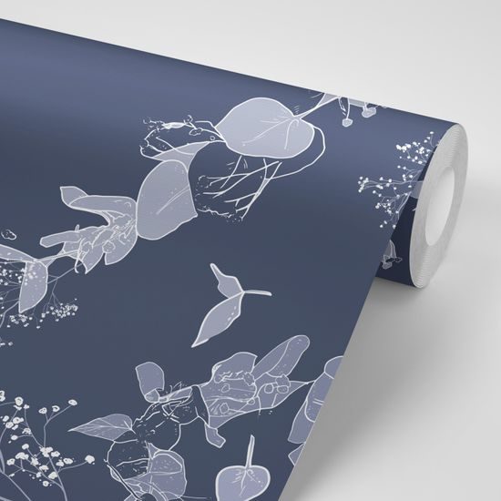 Tapeta romantické kvetinové srdcia na modrom pozadí