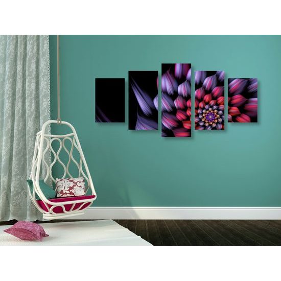 5-dielny obraz kvetinová abstrakcia