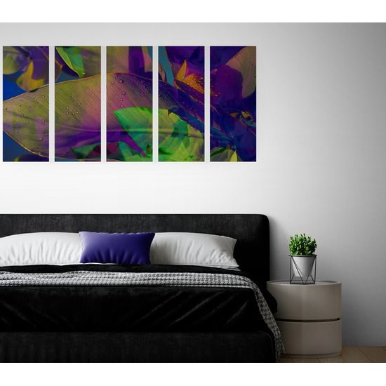 5-dielny obraz farebný list