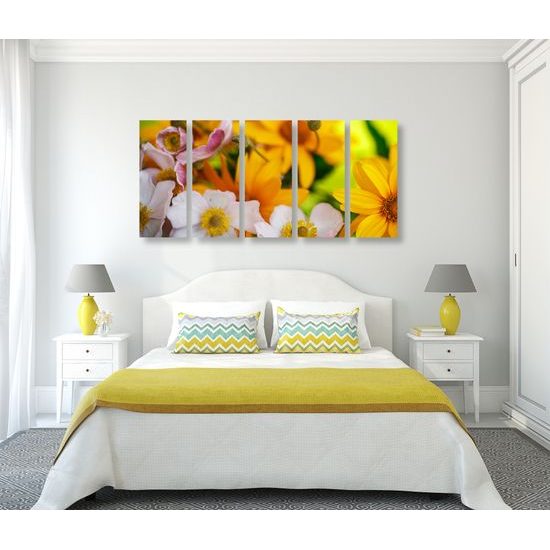 5-dielny obraz nádherné kvety v letných farbách