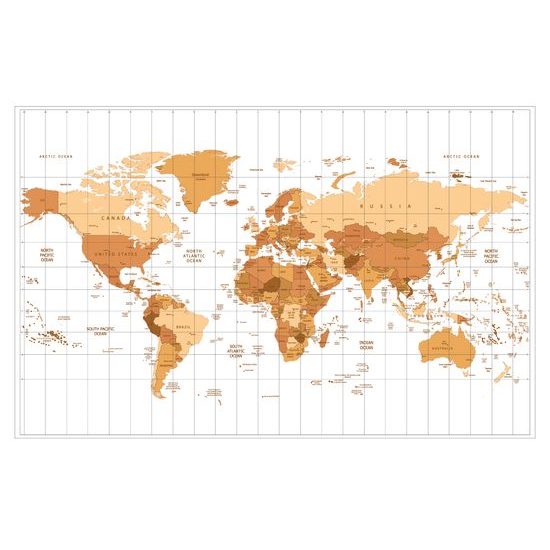 Tapeta stará mapa sveta v béžovom prevedení