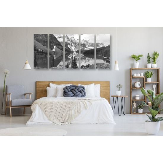 5-dielny obraz krásy prírody v čiernobielom prevedení