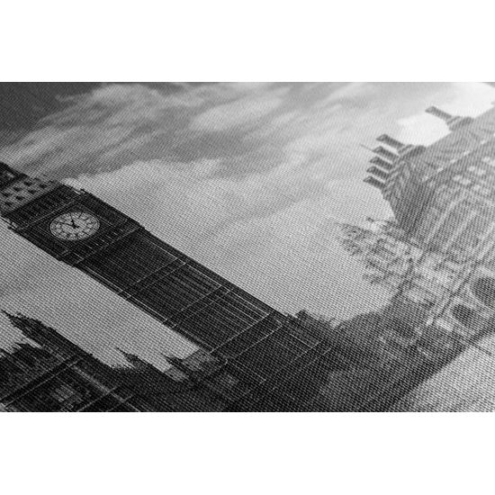 Obraz Elizabeth Tower v Londýne v čiernobielom prevedení