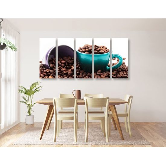 5-dielny obraz zrnká kávy