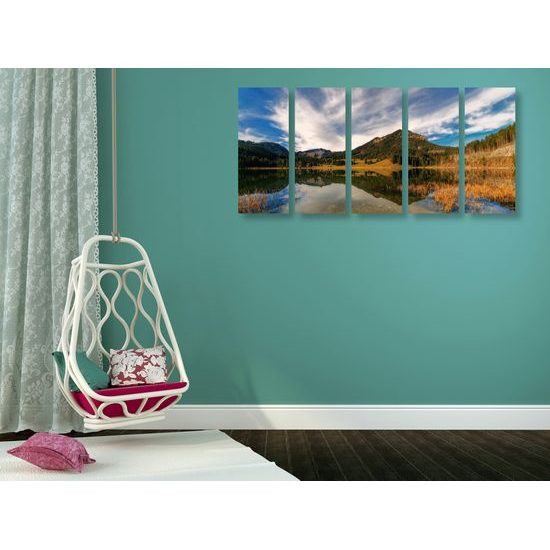 5-dielny obraz jazero medzi horami