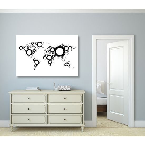 Obraz mapa sveta tvorená kružnicami