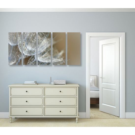 5-dielny obraz detail púpavy v umeleckom prevedení