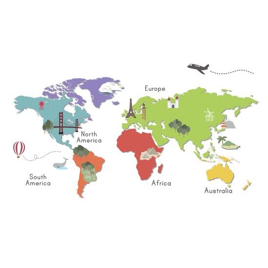 Obraz na korku minimalistcká mapa sveta