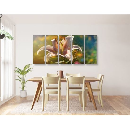 5-dielny obraz kvitnúci kvet