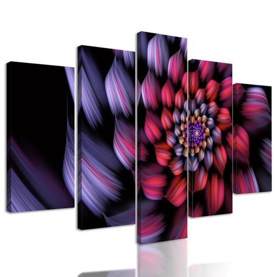 5-dielny obraz kvetinová abstrakcia