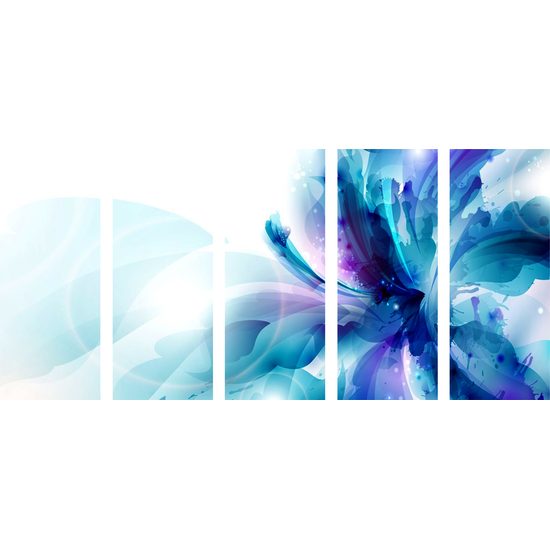 5-dielny obraz kvet v odtienoch modrej