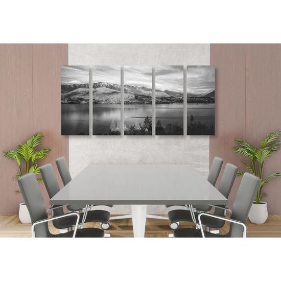 5-dielny obraz čarovná krajina v čiernobielom prevedení