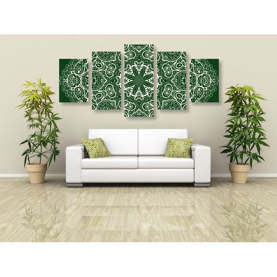 5-dielny obraz Mandala v zelenom štýle