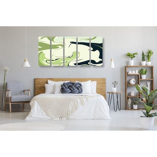 5-dielny obraz abstrakcia zelenej