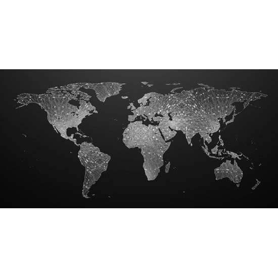 Obraz mapa sveta s nádherným čiernobielym detailom