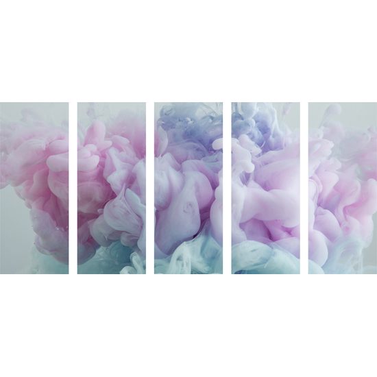 5-dielny obraz pastelová abstrakcia