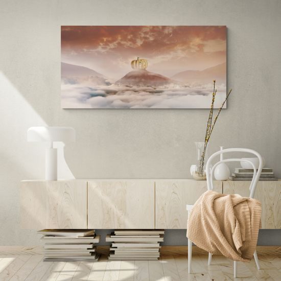 Obraz domček z tekvice na vrchole hory