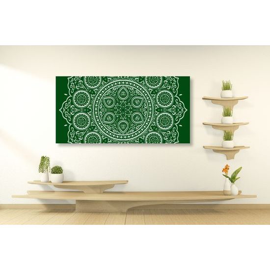 Obraz nežná Mandala na zelenom pozadí