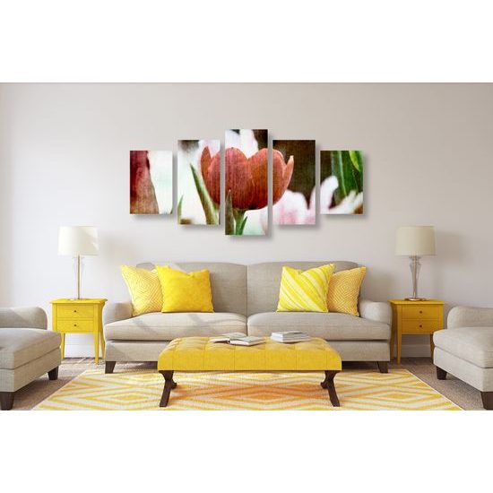5-dielny obraz divý tulipán vo vintage štýle