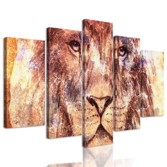 5-dielny obraz kráľ savany