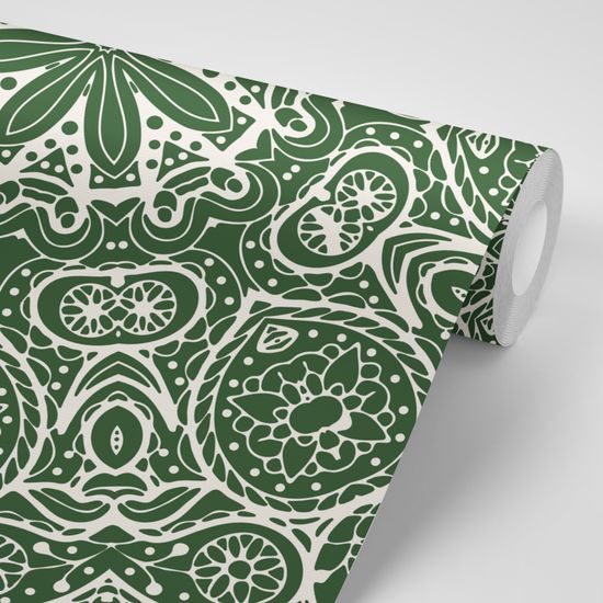 Tapeta Mandala v zelenom štýle