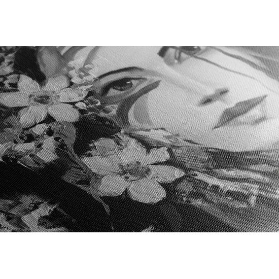 Obraz nežnosť nádhernej ženy v čiernobielom prevedení