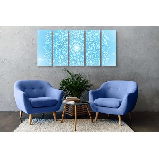 5-dielny obraz magická snehobiela Mandala