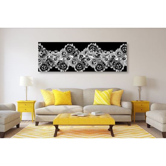 Obraz fialová orchidea v čiernobielom prevedení