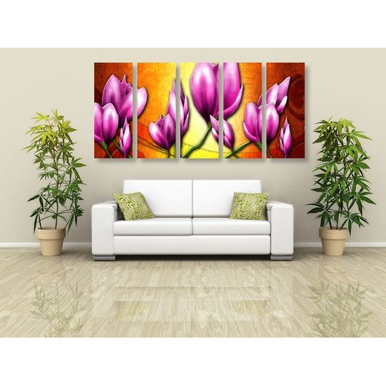 5-dielny obraz ružové vintage kvety