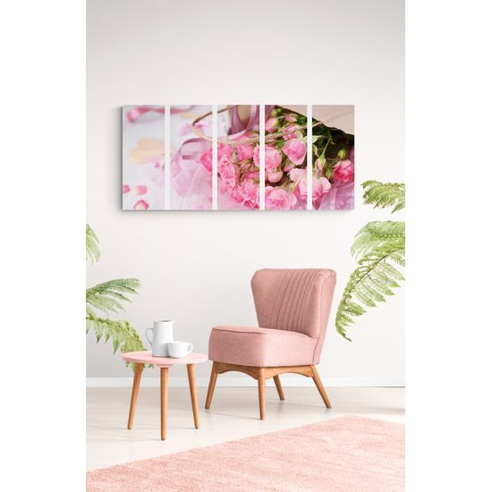 5-dielny obraz ružové lupene ruží