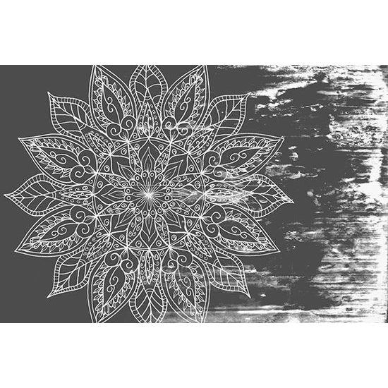Originálna samolepiaca tapeta čiernobiela štruktúra Mandaly