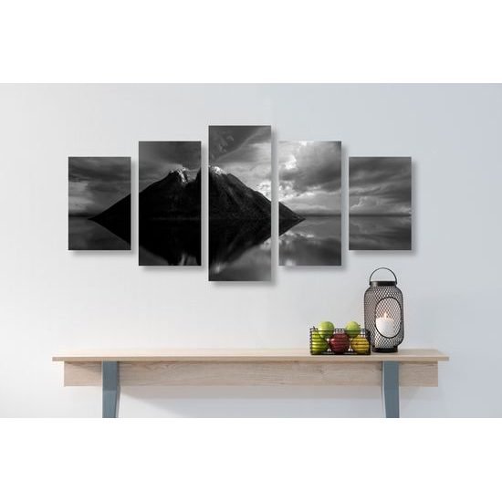 5-dielny obraz tajný ostrov v čiernobielom prevedení