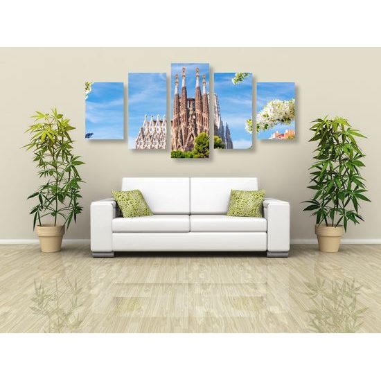 5-dielny obraz nádherná Barcelónska katedrála