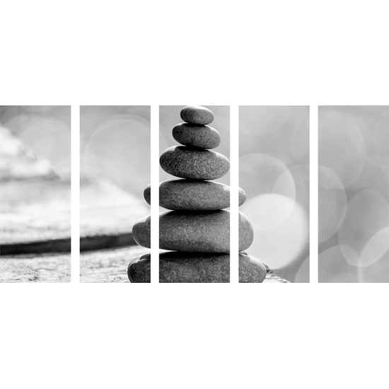 5-dielny obraz príroda v rovnováhe v čiernobielom prevedení