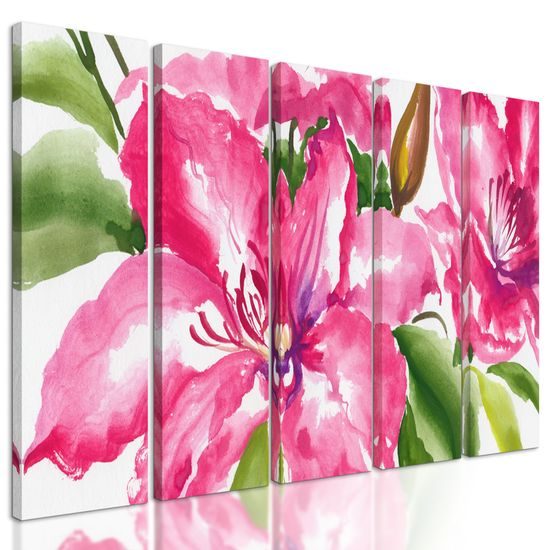 5-dielny obraz maľované kvety
